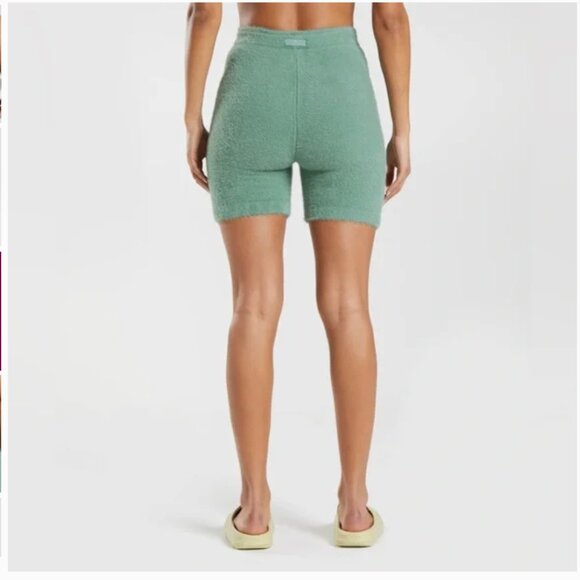 Gymshark x Whitney Simmons Eyelash Knit Shorts Women's Med Green Fuzzy Athletic - Picture 3 of 15